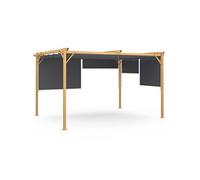 IDMARKET Pergola édition exclusive effet bois toit rétractable et 4 stores gris anthracite