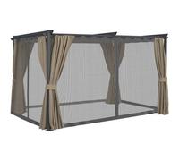 Pergola Édition Intégrale Moustiquaire Toit Rétractable 3x4 M Et 4 Rideaux Taupe