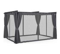 Pergola édition intégrale moustiquaire toit rétractable 3x4M et 4 rideaux gris Gris G