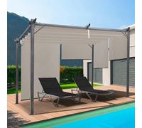 Pergola Édition Spéciale Toit Rétractable 3x4 M Et 4 Stores Enrouleurs Taupe