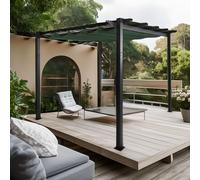 Pergola en aluminium HWC-N93, pavillon de jardin Pavillon de jardin, structure stable de 8cm toit coulissant UV50+ 3x3m ~ vert