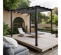 Pergola en aluminium HWC-N93, pavillon de jardin Pavillon de jardin, structure stable de 8cm toit coulissant UV50+ 3x3m ~ anthracite