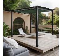 Pergola en aluminium HWC-N93, pavillon de jardin Pavillon de jardin, structure stable de 8cm toit coulissant UV50+ 3x3m ~ vert