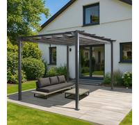 Pergola en aluminium HWC-N93, pavillon de jardin Pavillon de jardin, structure stable de 8cm toit coulissant UV50+ 3x4m ~ anthracite