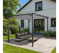 Pergola en aluminium HWC-N93, pavillon de jardin Pavillon de jardin, structure stable de 8cm toit coulissant UV50+ 3x4m ~ gris