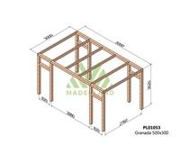Pergola jardin adossé en bois : GRANADA : 500 x 300 cm