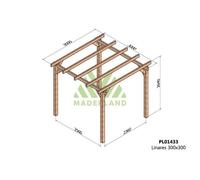 Maderland - Pergola en bois lamellé-collé Linares 300 x 300 cm G
