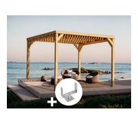 Pergola En Bois Toulouse Avec Toit Semi-Ouvert 400 X 400 Cm + 4 Supports - Maderland Multicolore