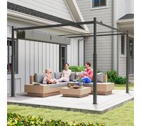Pergola env. 3 x 3 m Abri de terrasse indépendant avec toit coulissant, patin magnétique, colonne de 8 cm Résistant aux UV