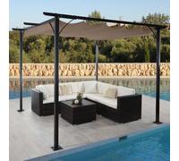 Pergola Hwc-C42, Pavillon De Jardin, Cadre Stable À 6 Cm + Toit Ouvrant 3x3m Taupe Gris