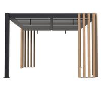 Pergola indépendante Sojag Lito 1012 3 x 3,5 m avec voile d'ombrage aspect bois