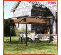Pergola jardin - AKOZON - 11062 - 3x3 m - Toit rétractable - Polyester 180 g/m² UPF30+