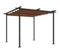 Pergola jardin exterieur 3x3 m - Outsunny - toit rétractable - polyester haute densité 180g/m² - abri soleil UPF30+ - marron