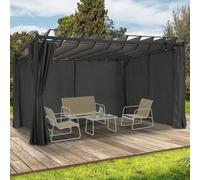 Pergola Lames Orientables Avec 4 Rideaux Gris 3x4 M Gris