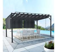 Pergola Luxe Lames Orientables Cefalu 3x4 M Et 4 Stores Gris Anthracite Gris
