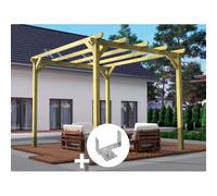 Pergola Massive En Bois Le Havre 600 X 300 Cm + 6 Supports Surélevés - Maderland Multicolore