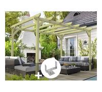 Pergola Massive En Bois Paris 510 X 420 Cm + 6 Supports Surélevés - Maderland Multicolore