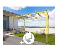 Pergola massive en bois Tours 420 x 420 cm + 4 supports surélevés - Maderland