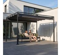 Pérgola métallique de 3x4 mètres, étanche, stable et résistante aux intempéries. Abri avec toit à lamelles, protection solaire, structure autoportante avec toit coulissant, idéale pour les jardins et