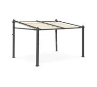 Pergola murale en aluminium - Murum 3x4m - Tonnelle Toile ecru
