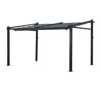 Pergola Murale FRÉJUS 3×4 m, Structure Aluminium Anthracite, Toile Polyester 180 g/m² Grise, Toit Rétractable, Toile Déperlante