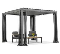 Pergola pour terrasse anthracite Madeira 3x3 m avec moustiquaires Garden Point