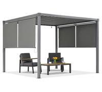 Pergola pour terrasse anthracite Madera 3x3 m avec stores sur 2 côtés Garden Point
