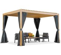 Pergola pour terrasse autoportante Lagos Premium 3x4 Garden Point woodlike anthracite