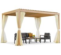 Pergola pour terrasse autoportante Lagos Premium 3x4 Garden Point woodlike - blanche