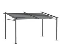 Pergola rétractable 3,97L x 2,95l x 2,3H m structure alu. métal époxy polyester gris Gris G