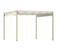 Pergola rétractable 3 x 3 m acier époxy beige polyester haute densité 180 g/m² UPF30+ kaki Beige G