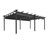Pergola rétractable dim. 5,97L x 3,58l x 2,23H m structure robuste alu toile polyester haute densité 180 g/m² incluse gris Gris G