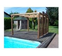 Pergola thermauvent en bois thermo chauffé avec vantelles mobiles sur mur 10.67 m² Habrita tho3531v bois G
