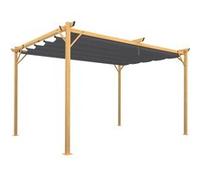 IDMarket - Pergola Toit rétractable 4 Pieds 3x4 M tonnelle Effet Bois Toile Gris Anthracite