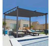 IDMarket Pergola toit rétractable 3x4 m 4 pieds tonnelle gris anthracite
