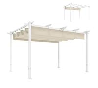 Pergola - tonnelle de Jardin - Outsunny - toit rétractable avec toile coulissante magnétique - aluminium - 390x297x227cm - beige