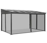 Pergolas adossees en aluminium 4 x 6 m Tarragona avec moustiquaire Garden Point anthracite