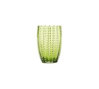 Zafferano Tumbler en verre Perle – 32 cl fait main, coloré transparent – Set 6 pièces Vert Gazon