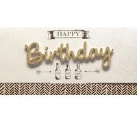 Perleberg Carte d'anniversaire avec inscription « Happy Birthday », bouteilles - 11 x 22 cm
