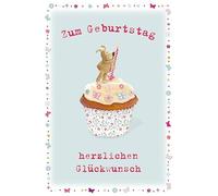 Perleberg Carte d'anniversaire pour enfant de qualité supérieure avec motif muffin - Avec enveloppe - 11,6 x 16,6 cm