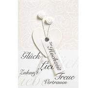 Perleberg Carte de mariage avec motif cœur et fleur en tissu - Collection Lifestyle - Carte de mariage de qualité supérieure - Cadeau de mariage avec enveloppe - 11,6 x 16,6 cm
