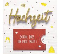 Perleberg - Carte de mariage unique avec Lettering Surprise - Magnifique carte de vœux 15 x 15 cm - Carte de mariage avec enveloppe dorée - Cartes de mariage spéciales et de qualité supérieure