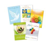 Perleberg Lot de 5 cartes de confirmation - Lot de 5 cartes de confirmation - Avec différents motifs - Cartes de vœux avec enveloppe de couleur assortie en 11,6 x 16,6 cm