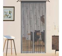 Perles rideau moustiquaire pour portes fenêtres rideaux cordon - séparateur de pièce ouvertures de porte panneau salon chambre armoire rideaux - gris 90 x 245 cm rideau
