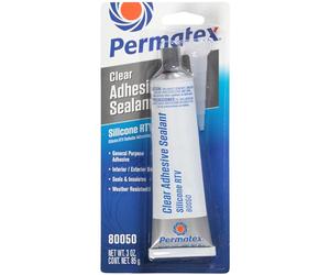 Permatex 80050 Clear RTV Silicone Adhesive Sealant, General Purpose Adhesive, Seals & Insulates, Interior and Exterior Usage, Waterproof, Durable and Flexible 1x 85g