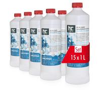 Höfer Chemie 15 x 1 L Peroxyde d'Hydrogène 11,9% - Eau Oxygénée Technique | Bidon de 15 x 1 l Stabilisé avec Bouchon de Sécurité - Nettoie et Désinfecte - Multiusage Maison et Piscine