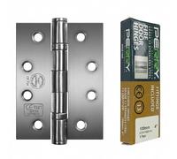 Perry Paire de charnières de porte coupe-feu en acier inoxydable de qualité 13, chrome satiné, 100 mm