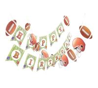 PERSELOSO 2ensembles Banderole Joyeux Anniversaire Rugby Décorations de Fête Suspendues Colorées pour Anniversaire Fans de Football Américain