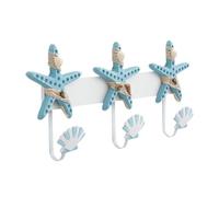 PERSELOSO Crochets Décoratifs Muraux en Mdf Bleu et Porte-manteau pour Clés Style Méditerranéen, Patère Murale Décorative pour Fête Estivale en Chambre Cuisine