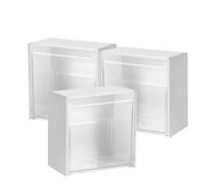 PERSELOSO Distributeur Mural 3pcs pour Cotons-tiges et Boules de Coton en Hips Blanc Couvercle Anti-poussière, Design Simple pour Rangement Maquillage Salle de Bain